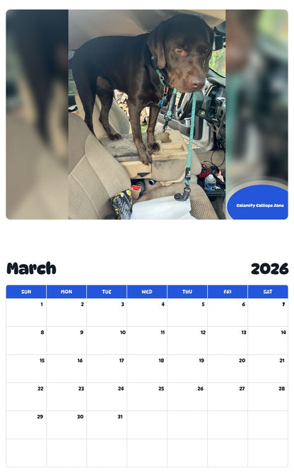 November 2025 - October 2026 Calamity Calliope Jane - Pawidols Pet Calendar