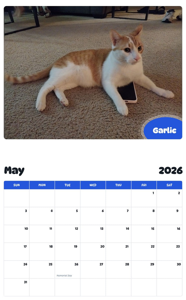 2026 - 2027 Garlic - Pawidols Pet Calendar