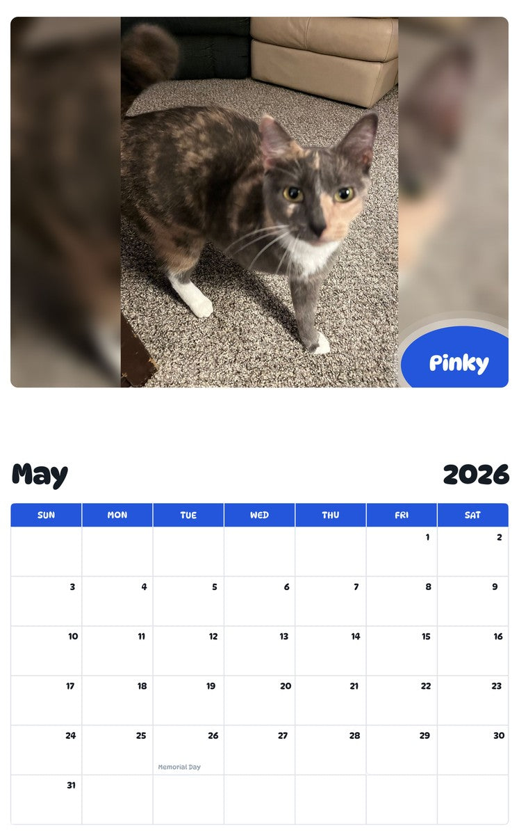 2026 - 2027 Pinky - Pawidols Pet Calendar