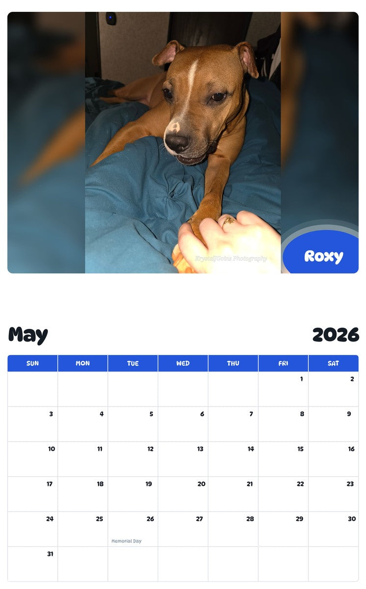 2026 - 2027 Roxy - Pawidols Pet Calendar