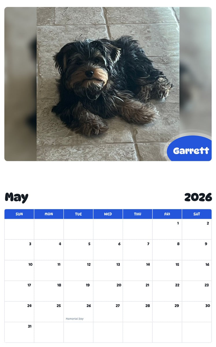 2026 - 2027 Garrett - Pawidols Pet Calendar