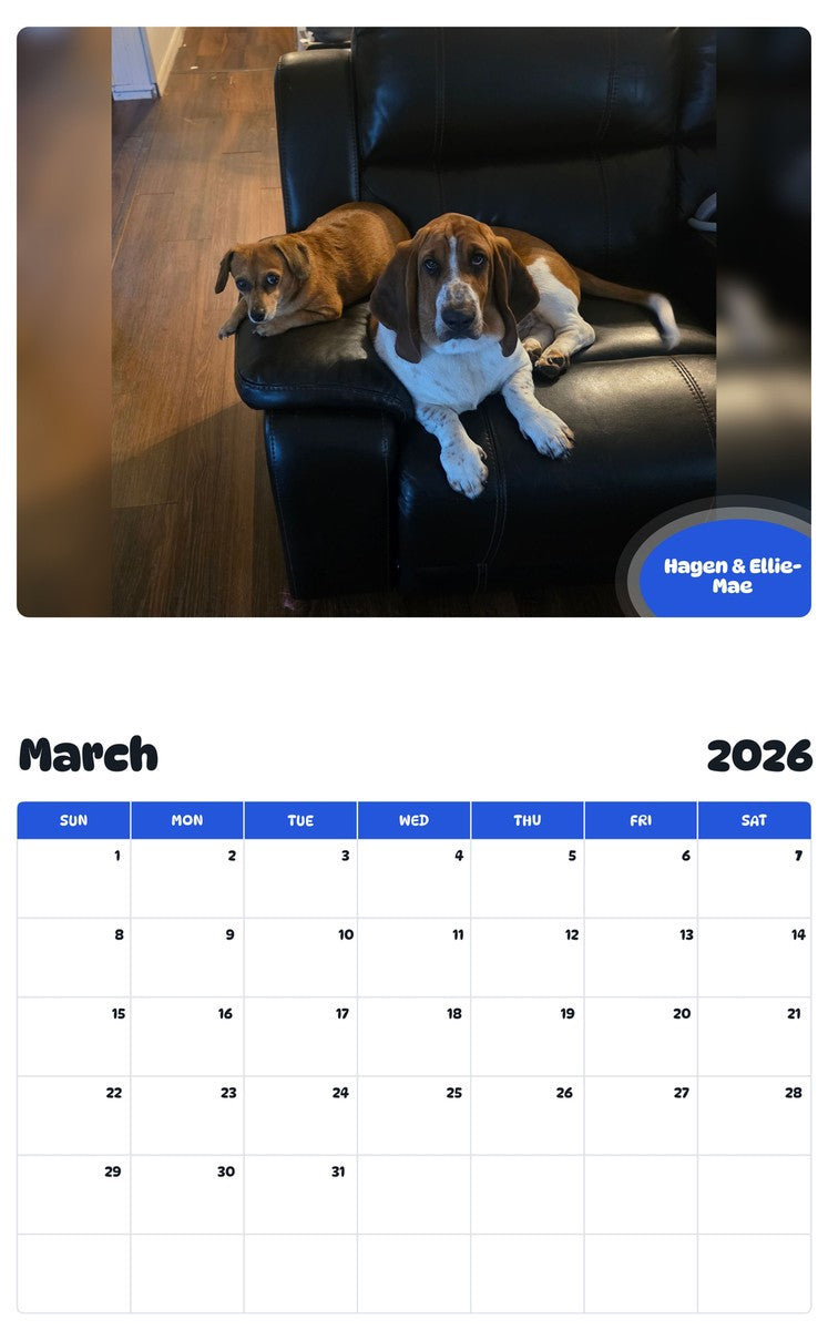 November 2025 - October 2026 Hagen & Ellie-Mae - Pawidols Pet Calendar