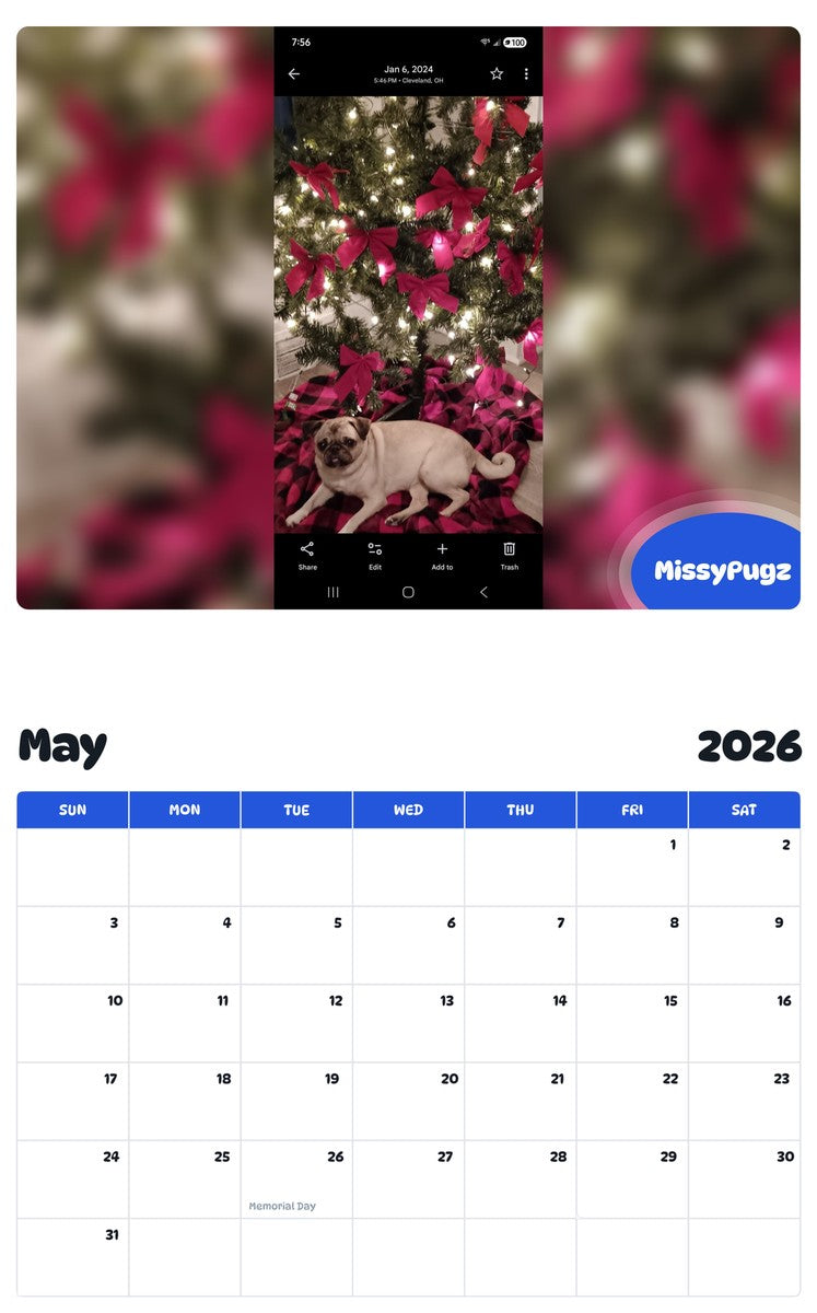 2026 - 2027 MissyPugz - Pawidols Pet Calendar