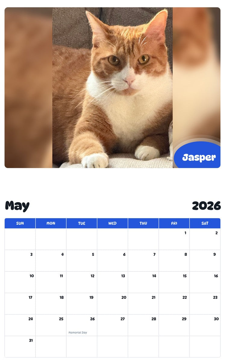 2026 - 2027 Jasper - Pawidols Pet Calendar