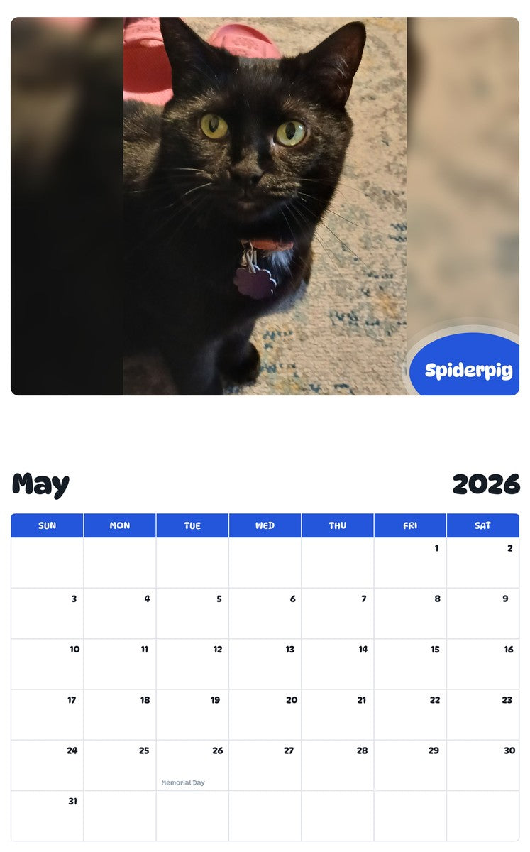 2026 - 2027 Spiderpig - Pawidols Pet Calendar
