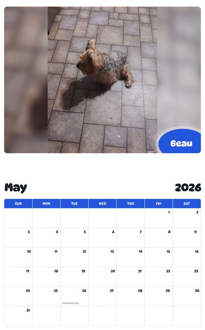 2026 - 2027 Beau - Pawidols Pet Calendar