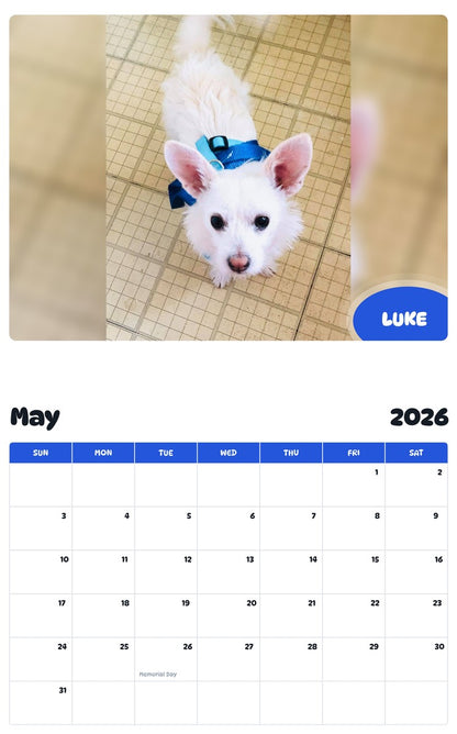 2026 - 2027 LUKE - Pawidols Pet Calendar