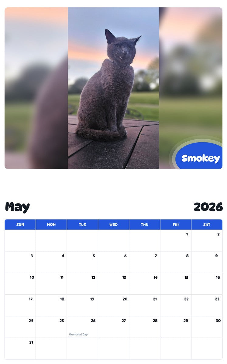 2026 - 2027 Smokey - Pawidols Pet Calendar