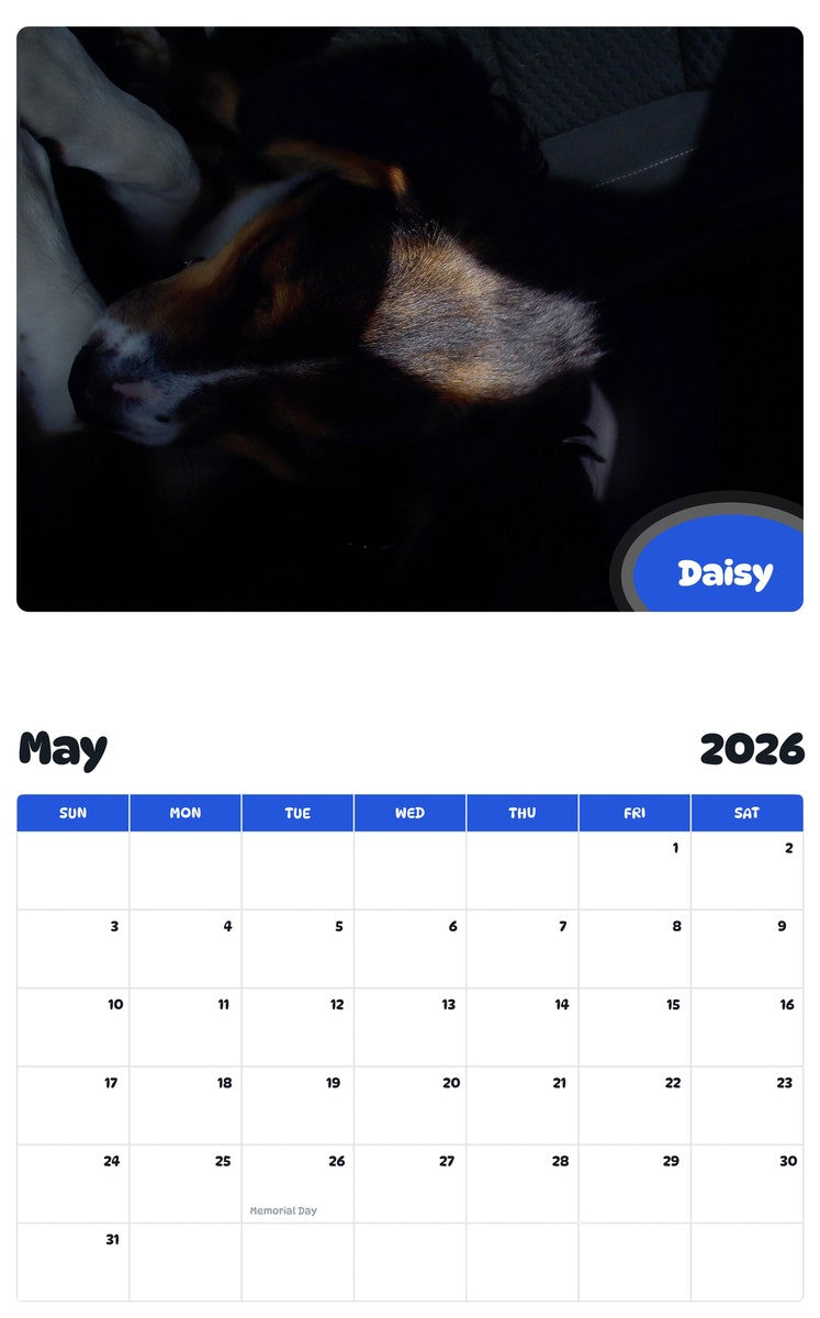 2026 - 2027 Daisy - Pawidols Pet Calendar