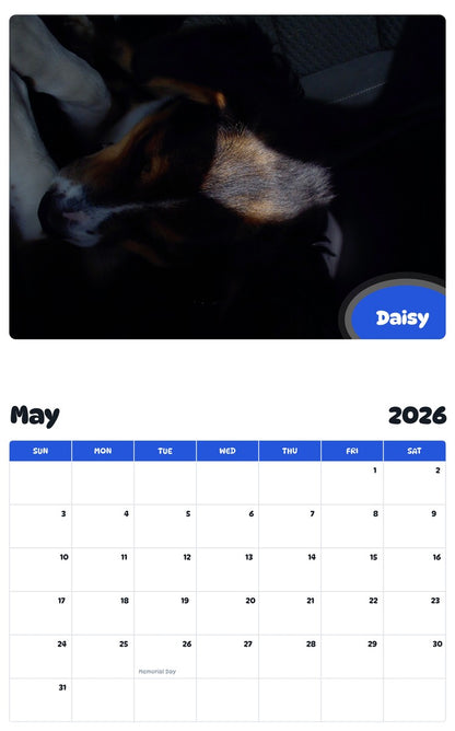 2026 - 2027 Daisy - Pawidols Pet Calendar