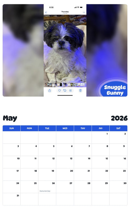 2026 - 2027 Snuggle Bunny - Pawidols Pet Calendar