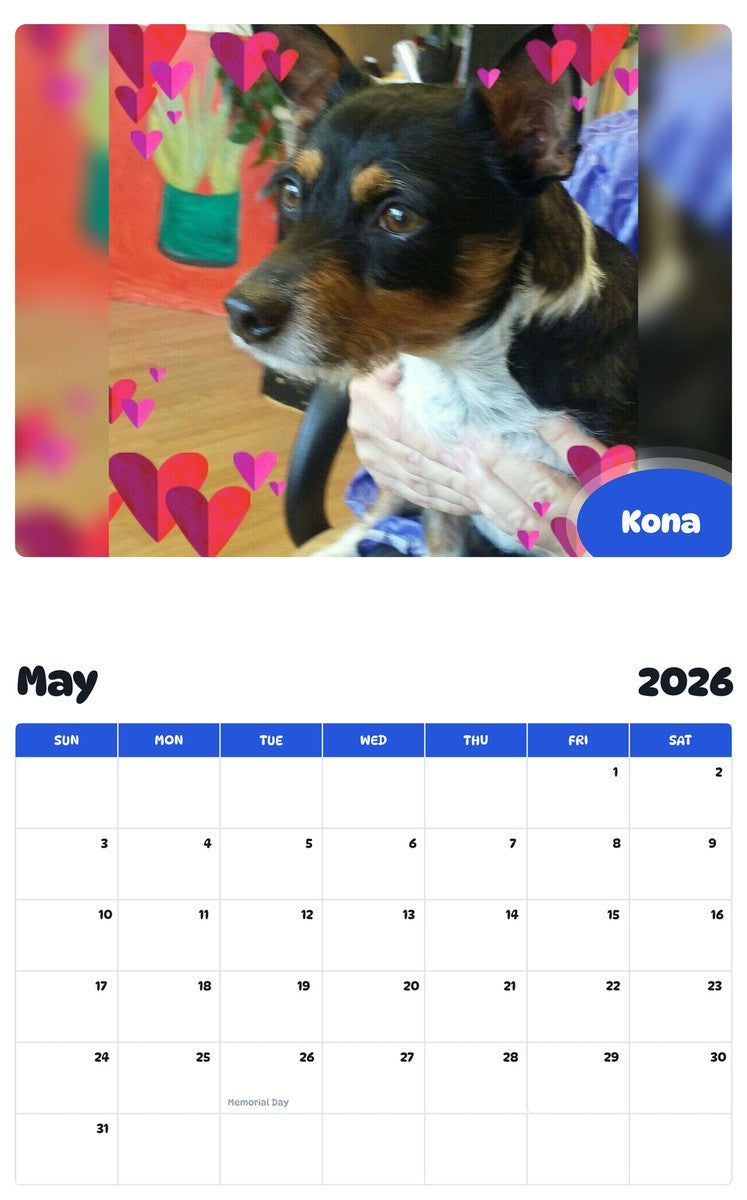 2026 - 2027 Kona - Pawidols Pet Calendar