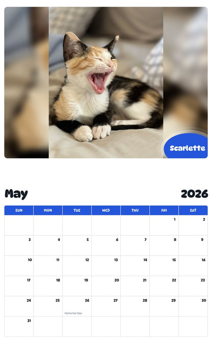 2026 - 2027 Scarlette - Pawidols Pet Calendar