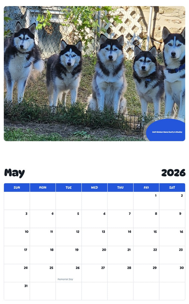 2026 - 2027 Colt Kimber Nana Dusty & Shelby - Pawidols Pet Calendar