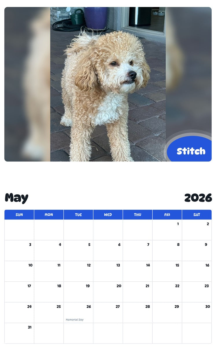 2026 - 2027 Stitch - Pawidols Pet Calendar