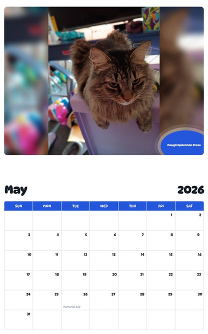 2026 - 2027 Mowgli Spiderman Creso - Pawidols Pet Calendar