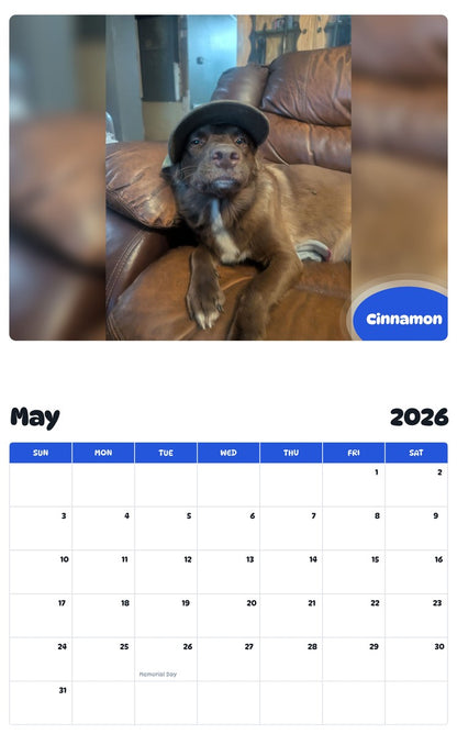 2026 - 2027 Cinnamon - Pawidols Pet Calendar
