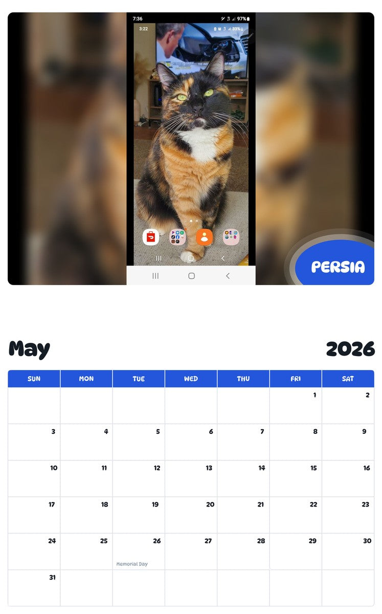 2026 - 2027 PERSIA - Pawidols Pet Calendar