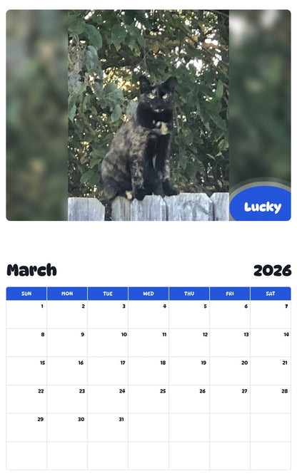 November 2025 - October 2026 Lucky - Pawidols Pet Calendar