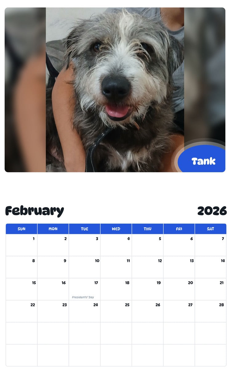 October 2025 - September 2026 Tank - Pawidols Pet Calendar