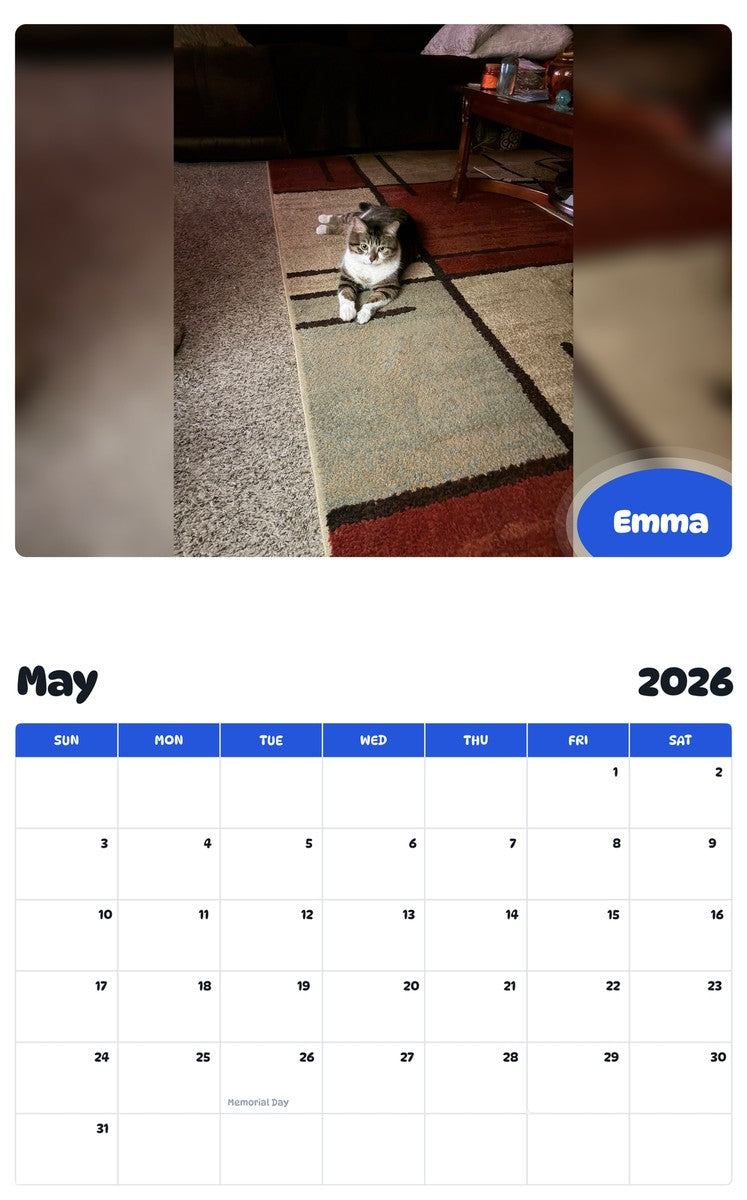 2026 - 2027 Emma - Pawidols Pet Calendar