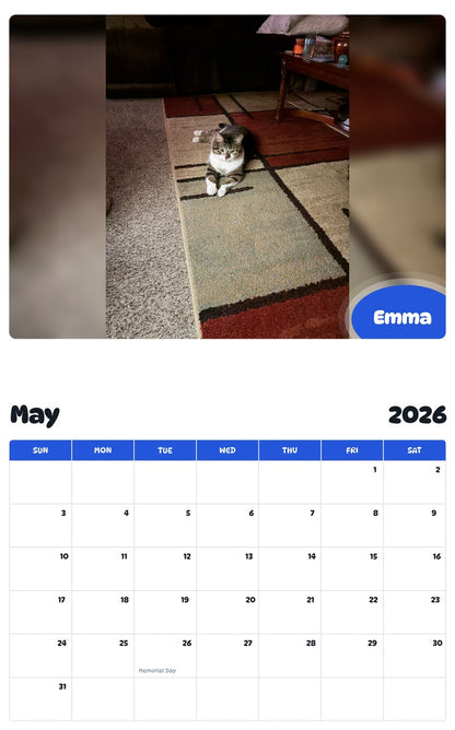 2026 - 2027 Emma - Pawidols Pet Calendar