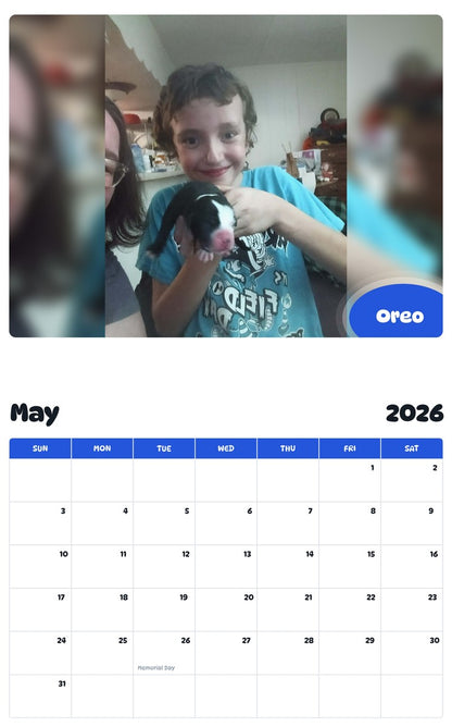 2026 - 2027 Oreo - Pawidols Pet Calendar