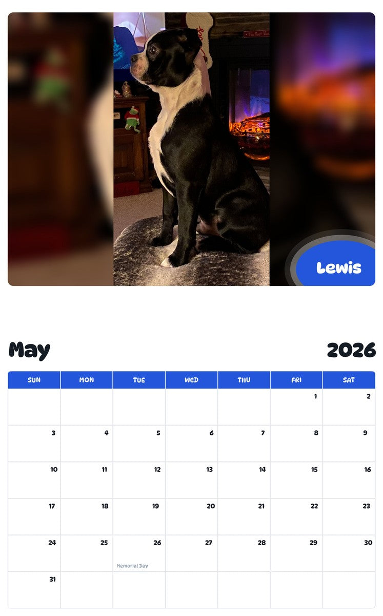 2026 - 2027 Lewis - Pawidols Pet Calendar