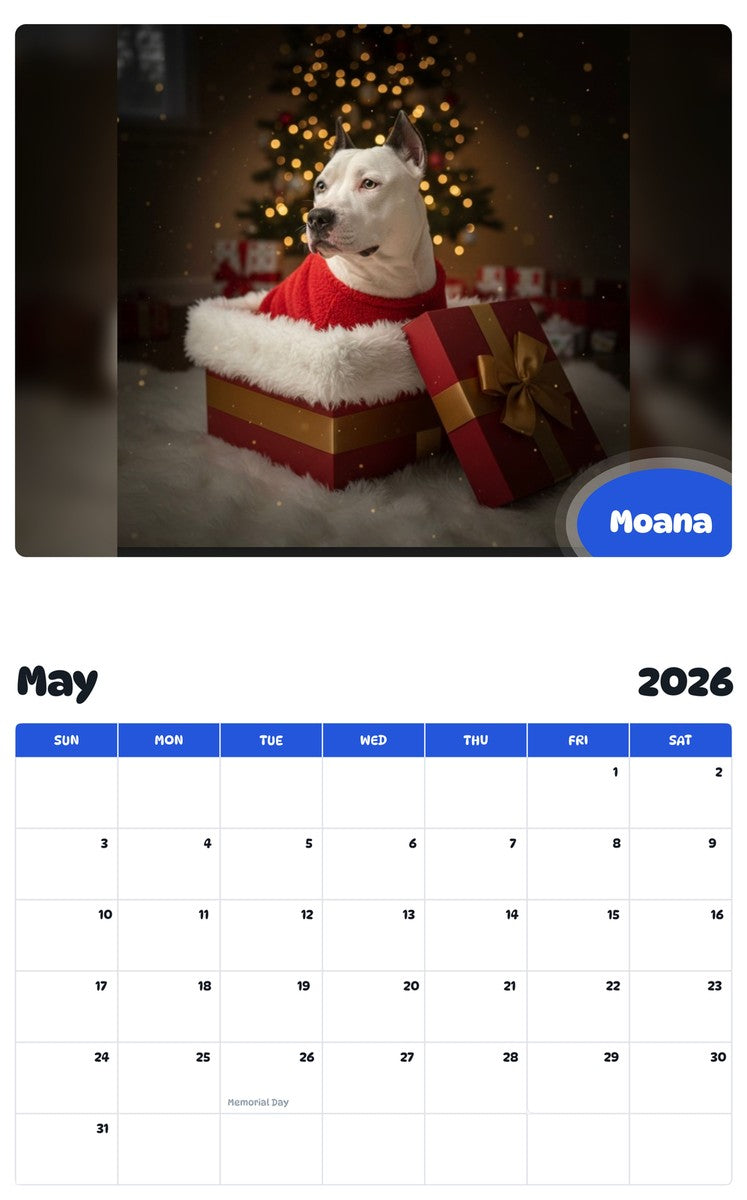 2026 - 2027 Moana - Pawidols Pet Calendar
