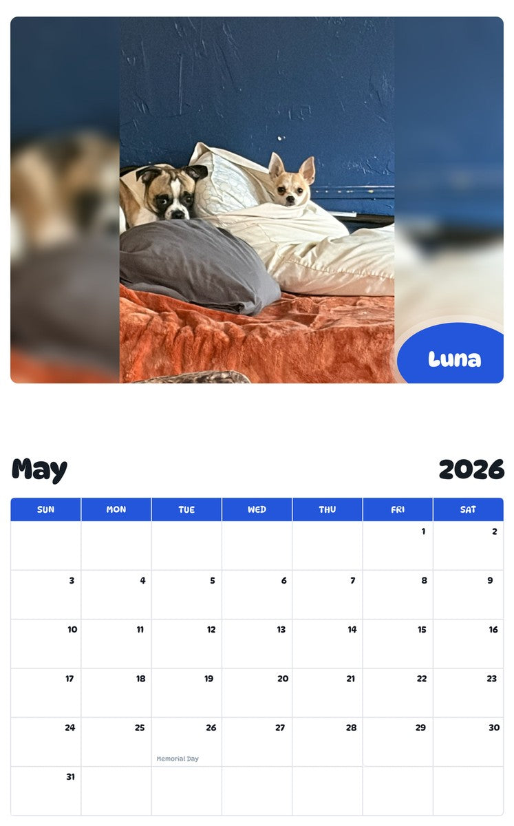 2026 - 2027 Luna - Pawidols Pet Calendar