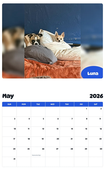 2026 - 2027 Luna - Pawidols Pet Calendar
