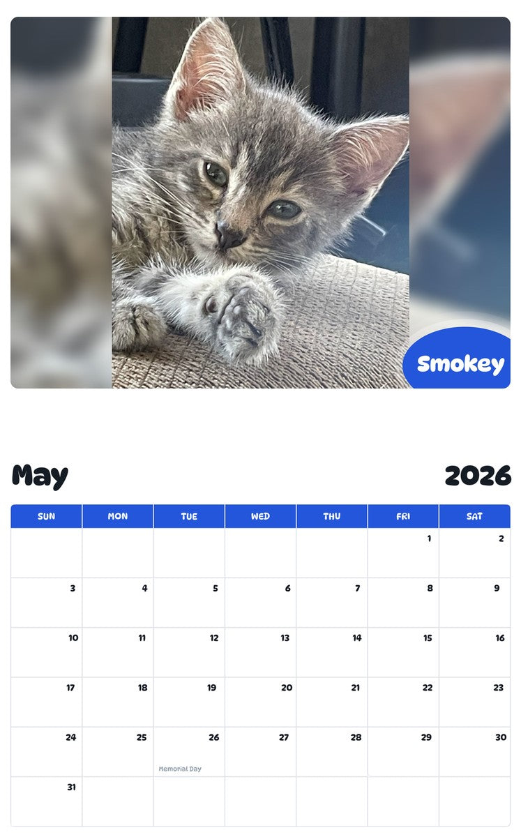 2026 - 2027 Smokey - Pawidols Pet Calendar