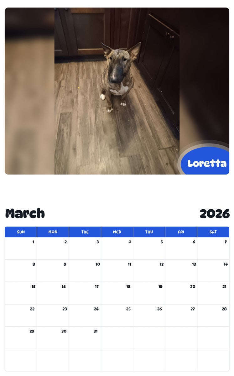 November 2025 - October 2026 Loretta - Pawidols Pet Calendar