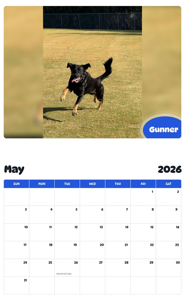 2026 - 2027 Gunner - Pawidols Pet Calendar
