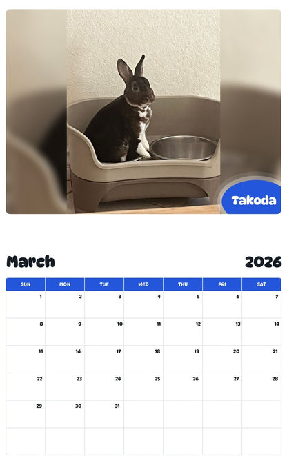 November 2025 - October 2026 Takoda - Pawidols Pet Calendar