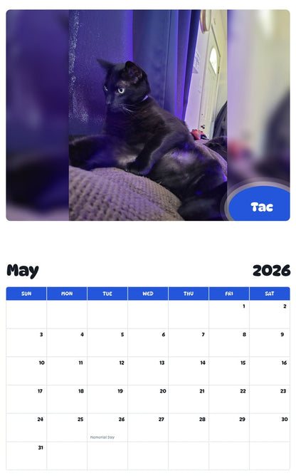 2026 - 2027 Tac - Pawidols Pet Calendar