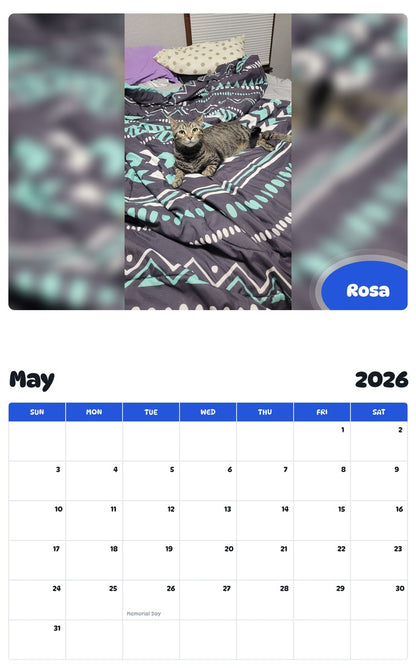 2026 - 2027 Rosa - Pawidols Pet Calendar