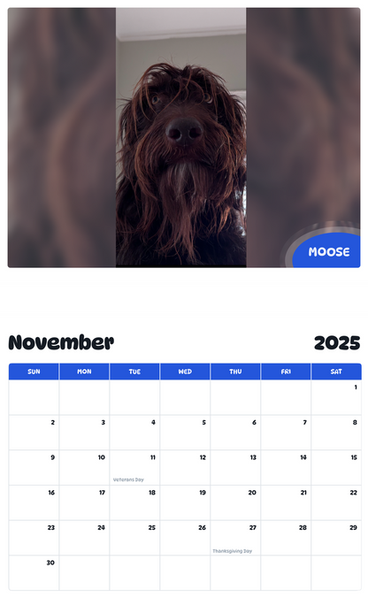July 2025 - June 2026 Moose - Pawidols Pet Calendar