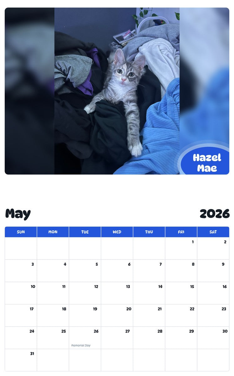 2026 - 2027 Hazel Mae - Pawidols Pet Calendar