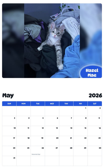 2026 - 2027 Hazel Mae - Pawidols Pet Calendar