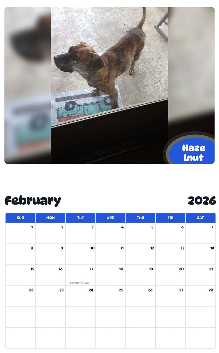 October 2025 - September 2026 Hazelnut - Pawidols Pet Calendar