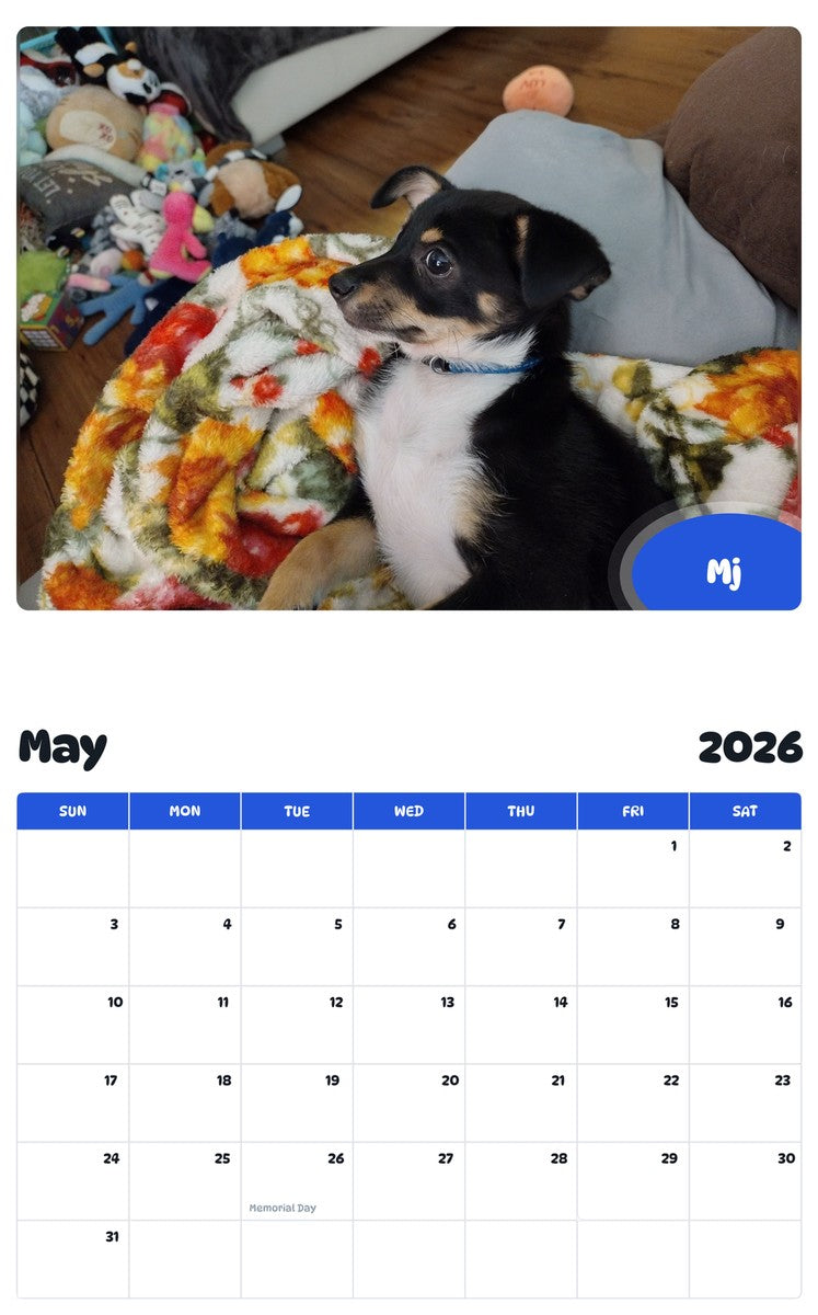2026 - 2027 Mj - Pawidols Pet Calendar