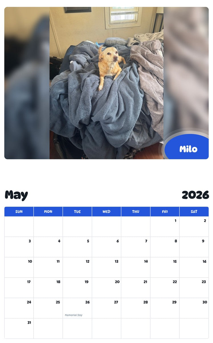 2026 - 2027 Milo - Pawidols Pet Calendar