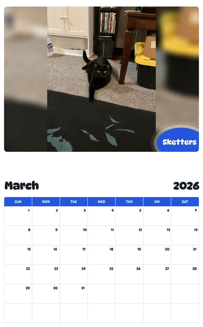 November 2025 - October 2026 Sketters - Pawidols Pet Calendar