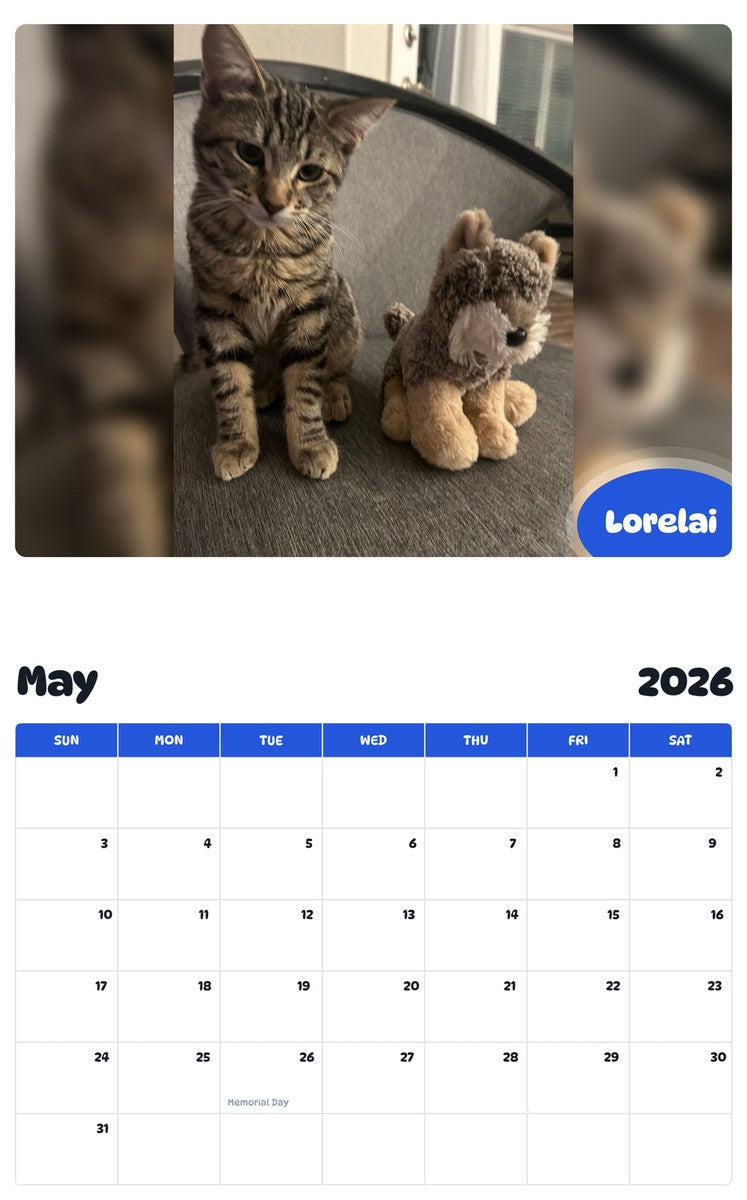 2026 - 2027 Lorelai - Pawidols Pet Calendar