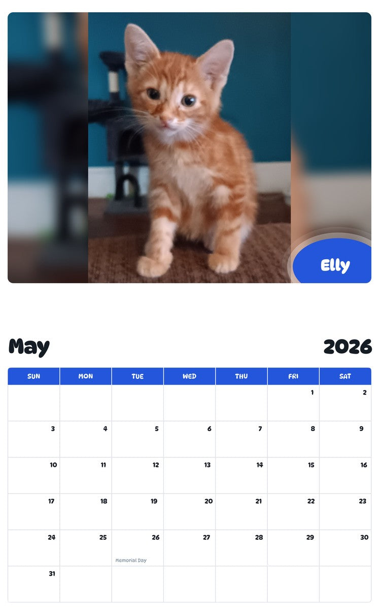 2026 - 2027 Elly - Pawidols Pet Calendar