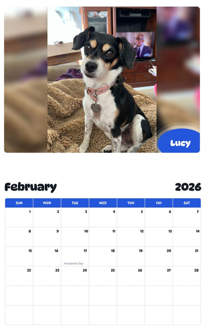 November 2025 - October 2026 Lucy - Pawidols Pet Calendar