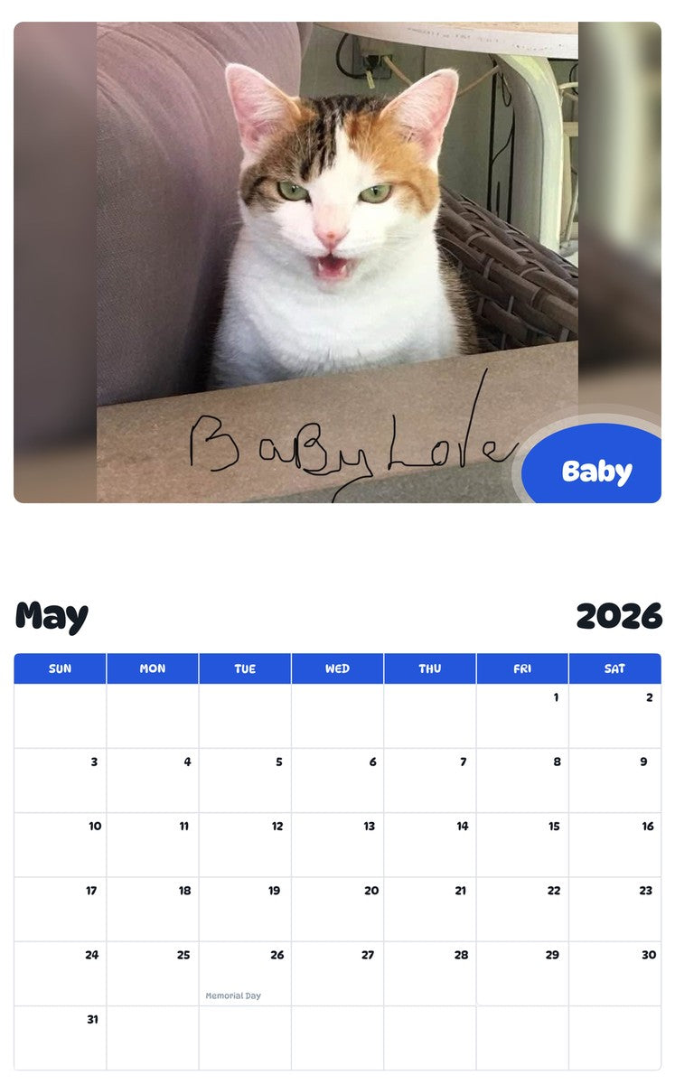 2026 - 2027 Baby - Pawidols Pet Calendar