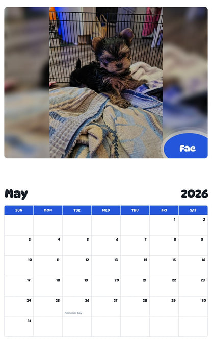 2026 - 2027 Fae - Pawidols Pet Calendar