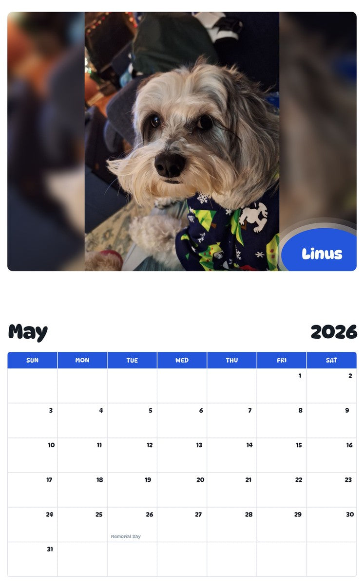 2026 - 2027 Linus - Pawidols Pet Calendar